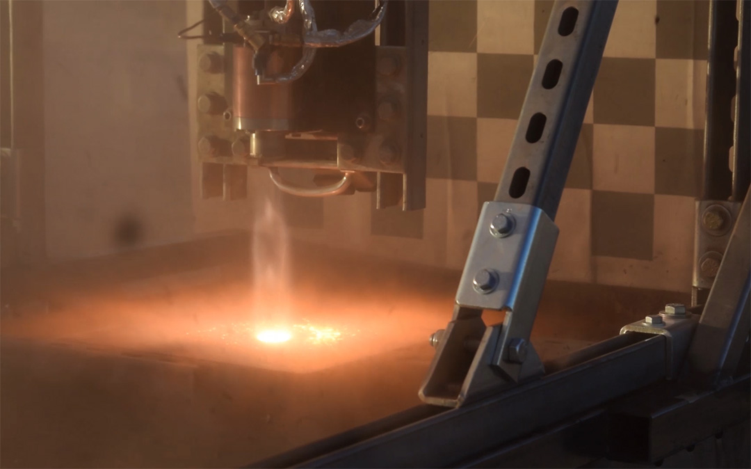 Rocket plume test of launch pad tile.