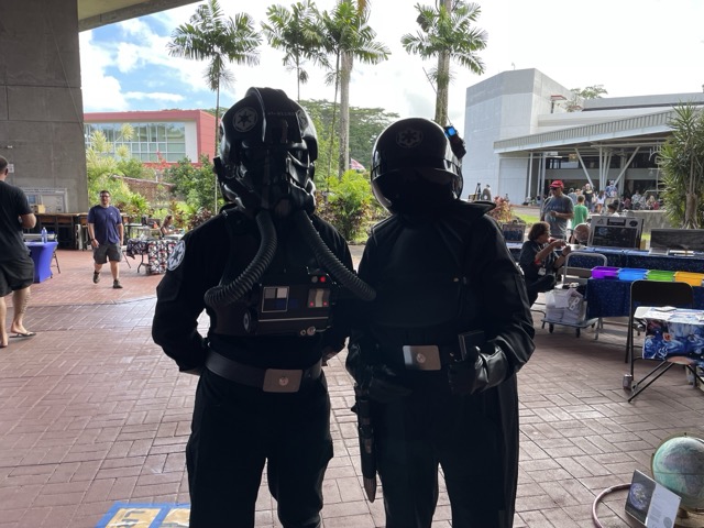 Star Wars storm troopers pose in full uniform at Onizuka day.